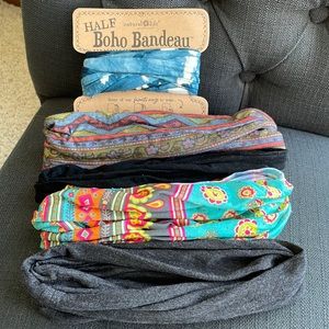 Natural Life half Boho Bandeau bundle tie dye grey black print headband